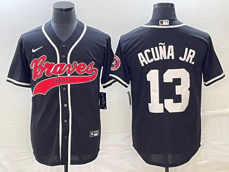Men's Atlanta Braves Ronald Acuna Jr. #13 Black Jersey Joint Edition